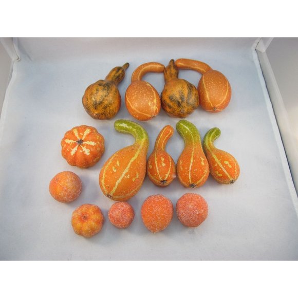 Variety of 14 Fall Decorative Artificial Pumpkins Squash Home Decor - Picture 11 of 12